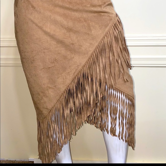 Express Dresses & Skirts - Express Faux Suede Fringe Boho Skirt 10